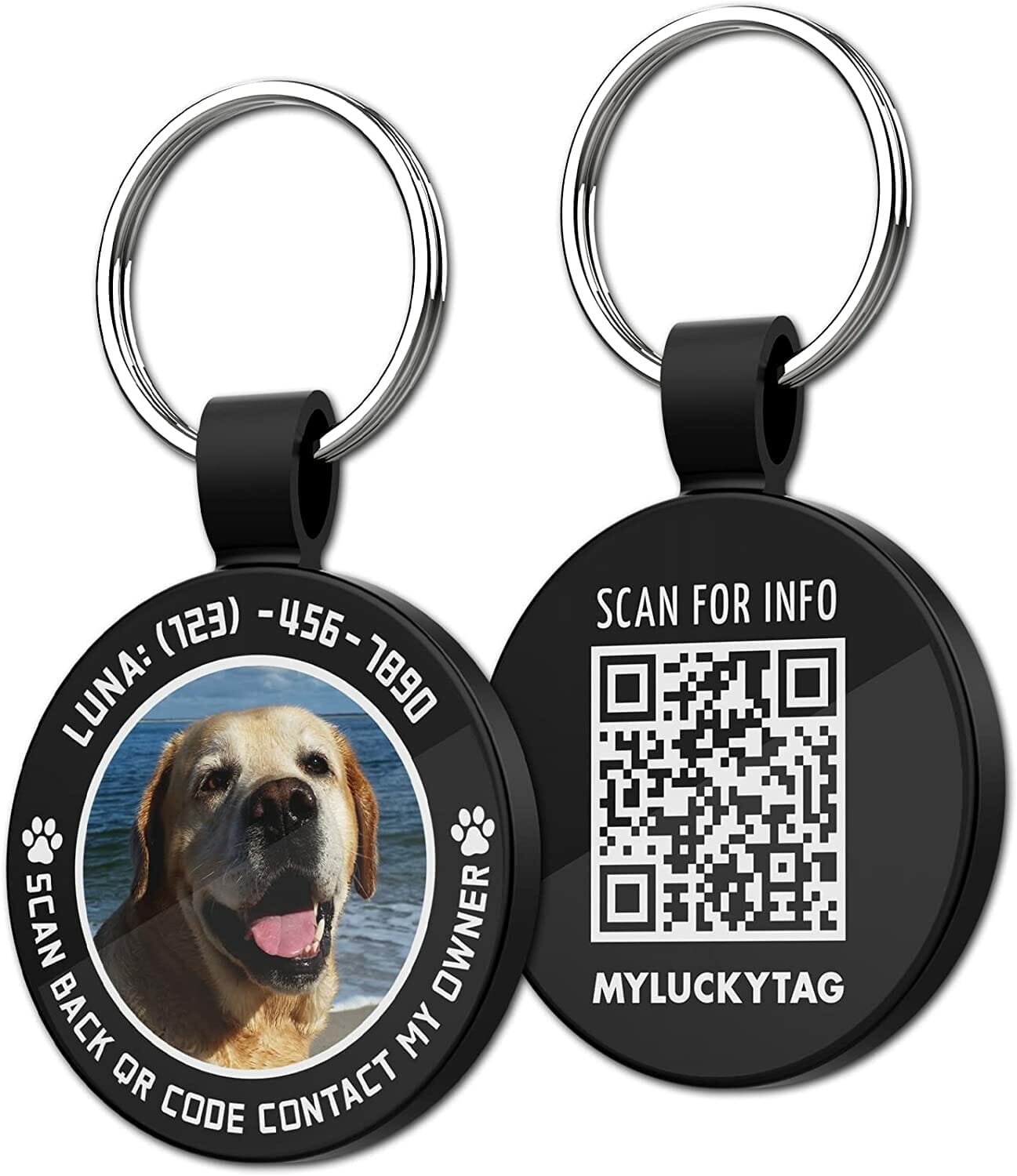 MYLUCKYTAG Personalized Pet ID Tags Dog Tags - QR Code ID Tags